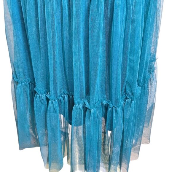 INA Teal Blue Green Peasant Mesh Maxi Skirt - Picture 2 of 8